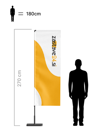 Beachflag zastava pravokotne oblike višine 270 cm