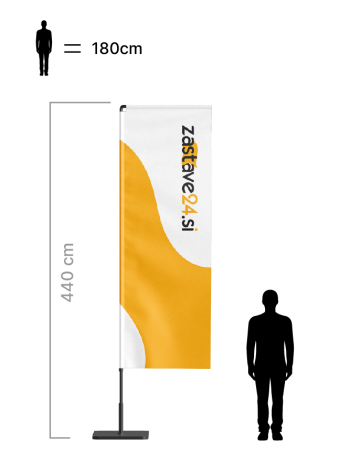 Beachflag zastava pravokotne oblike višine 440 cm
