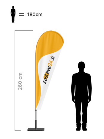 Beachflag zastava oblike kapljica višine 260 cm