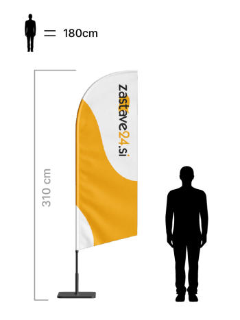 Beachflag zastava oblike jadro višine 310 cm