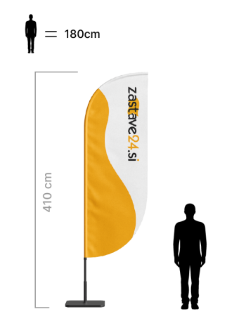 Beachflag zastava oblike konveksno jadro višine 410 cm
