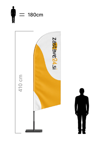 Beachflag zastava oblike jadro višine 410 cm