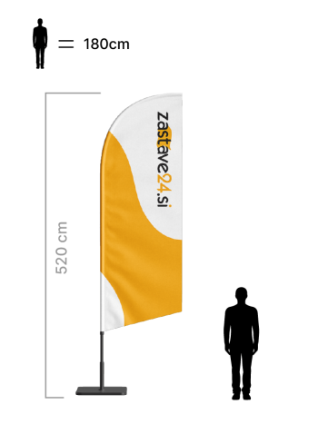 Beachflag zastava oblike jadro višine 520 cm