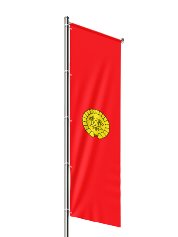 Izobešena društvena gasilska zastava dimenzije 100x300 cm